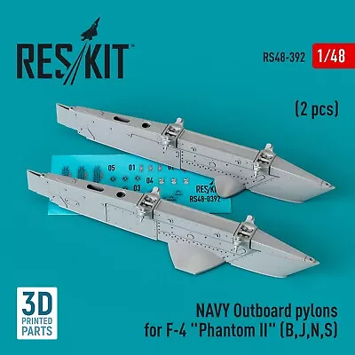 Reskit RS48-0392 1/48 NAVY OUTBOARD PYLONS FOR F-4  PHANTOM II  (BJNS) 2 PCS • £10.49
