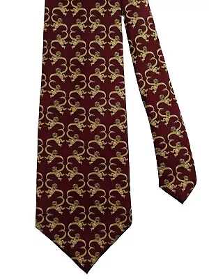 Barrel Of Monkeys Tie Maroon & Gold Silk Necktie By Josh Bach 59 X 4 • $19.95