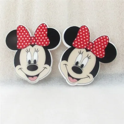 5 X 45mm MINNIE MOUSE RED + WHITE BOW LASER CUT FLAT BACK RESIN HEADBANDS BOWS • £1.89