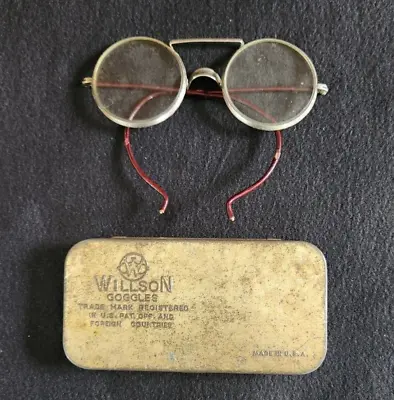 Vtg WILLSON Steam Punk Goggles Glass Welding Tools Antique Mad Max Cycle Aviator • $25