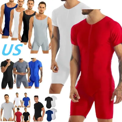 US Men Wrestling Singlet Sports Workout Bodysuit One Piece Leotard Jumpsuits  • $12.66