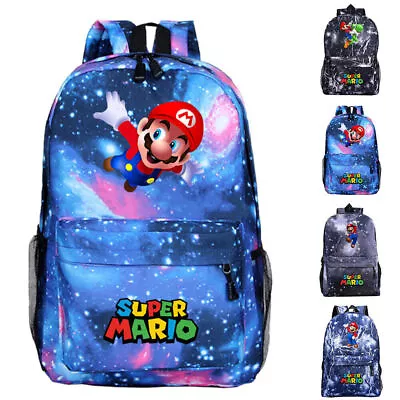 Super Mario Bros Kids Backpack Boys Girls School Bag Bookbags Travel Rucksack • £16.29