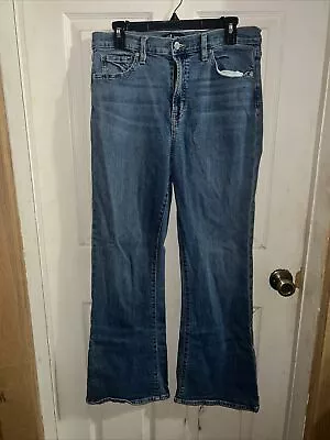 Vintage GAP ´70s Flare Jeans Womens 14/32R Blue Denim Dark Wash High Rise • $4.99