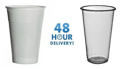 White Or Clear Plastic 7oz Disposable Cups 180ml Vending Style Cups Party • £5.99