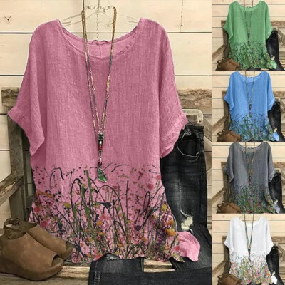 £11.49 • Buy Plus Size Womens Floral Tunic Tops T-Shirt Ladies Baggy Casual Loose Blouse Tee