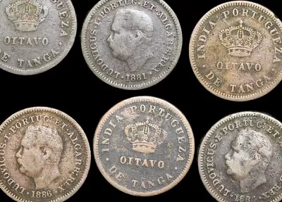 $125 • Buy Portuguese India, Luiz I Dated 1881, 1884, 1886. Calcutta Mint. 12 Coins VG.