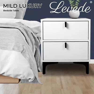 Levede Bedside Tables Side Table Bedroom Nightstand 2 Drawers Storage Cabinet • $63.99