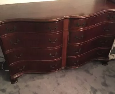 Union National Antique American Federal Bowfront Double Chest Of Drawers Dresser • $1750