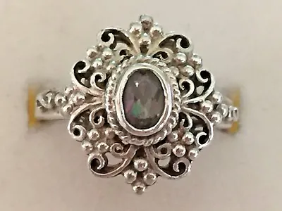  Vintage Sterling Ring With Mystic Topaz Oval Faceted Center Stone. Size 8 • $32