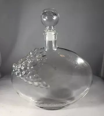 Glass Wine/Liquor Decanter Bottle - Embossed Grapes & Leaves Design • $19.95