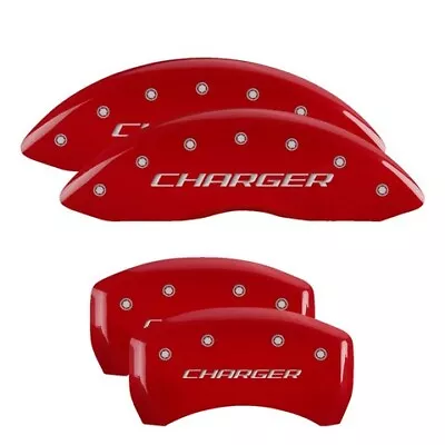 MGP Caliper Covers Set Of 4 Red Finish Silver Charger (Block) • $289