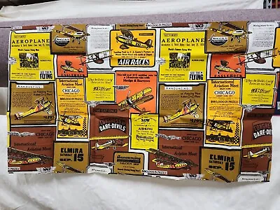 23  X 40  Vintage Early Aviation Plane Ride Ads 48W Cotton Curtain Fabric #0996 • $9.90