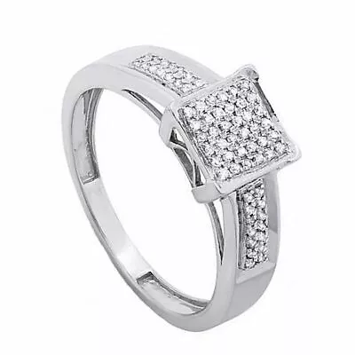 0.20 Carat Sterling Silver White Diamond Micro Pave Engagement Ring 7 • $288.83