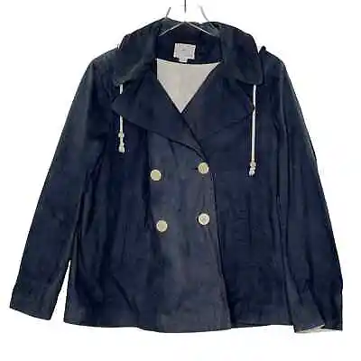 Boy. Band Of Outsiders L Navy Double Breasted Hooded A-Line Coat • $45
