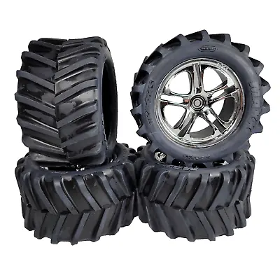 Fits Traxxas T-maxx 2.5 Classic Tires & Wheels (4) Chevon 14mm 5173 Tyres 49104 • $49.99