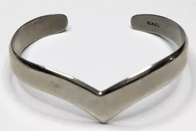 Vintage Mexico V Shaped Cuff Silver Tone Bracelet 2.25  Across Opening 1/4  Wide • $24.99