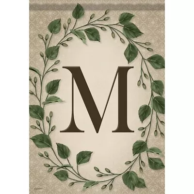 MONOGRAM INITIAL Letter M Ivy Wreath Dura Soft Garden Flag 12.5  X 18  Carson • $15.99