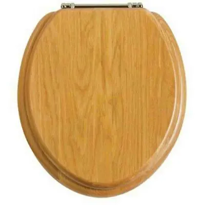 Heritage Oak Toilet Seat With Soft Close Chrome Hinges • £101.37