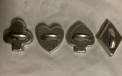 Vintage Aluminum Cookie Or Bisquit Cutters Card Suits Heart Diamond Spade Club • $10