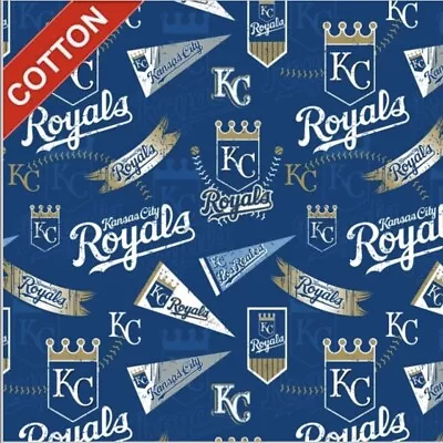 MLB Kansas City Royals Cotton Fabric Base Ball Team 58  Length By The 1/4 Yard • $3