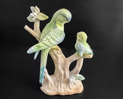 Andrea ? Green Parakeet 6  Vtg Group Baby Bird On A Branch Figurine - Damaged • $25