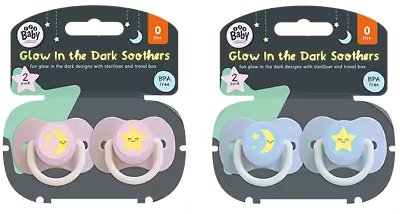 2x New Born Baby Fun Style Soothers Glow In Dark In Box BPA-Free Pacifier  0 M • £6.99