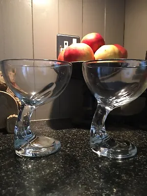 🍹2 Bormioli Rocco Jerba  Art Deco Wine  Cocktail  Dessert Glasses Curved Stem • £12.74