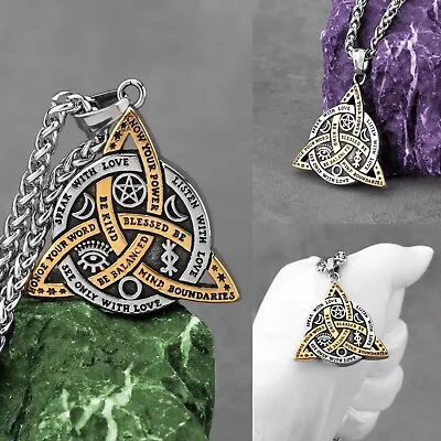 Men's Celtic Triquetra Trinity Knot Pendant Protection Necklace Stainless Steel • $10.99
