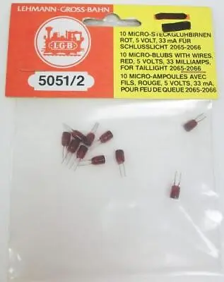 LGB 5051/2 G Scale 5V Red Light Micro-Bulbs W/Wires 32 Milliamps (Bag Of 10) • $10.99