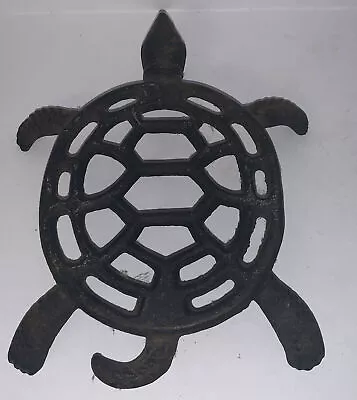 Vintage Black Cast Iron Turtle Planter Holder Tortoise Thin Flat  Taiwan • $18.20