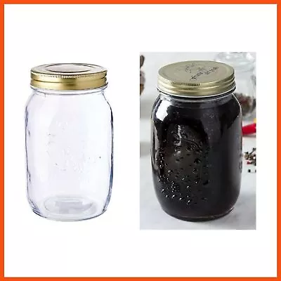 6 X LARGE GLASS CONSERVE JAM JARS 1000ml | Mason Canning GLASS FOOD STORAGE JAR • $49.95