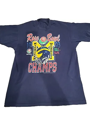 RARE Vintage 1993 Michigan Wolverines Rose Bowl Champions Tshirt USA Large L • $299.99