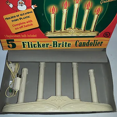 Vintage Shiny Brite Light Candolier Candelabra Christmas 5 Light Candle With Box • $60