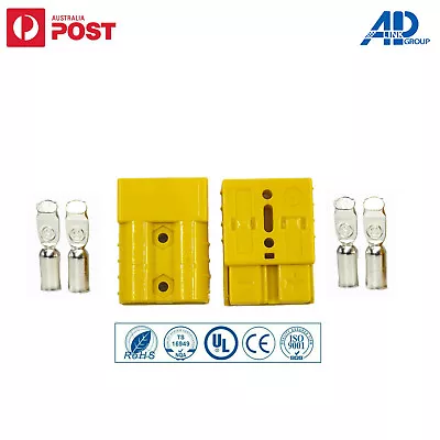 $10.95 • Buy 2x Connectors Anderson Style Plug DC Power 50AMP Solar Caravan 6AWG YELLOW