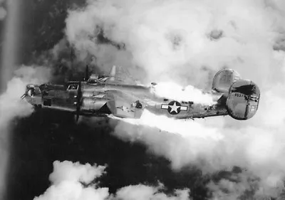 Consolidated B24 Liberator In Flames WW2 WWII Print 4x6* • $5.99