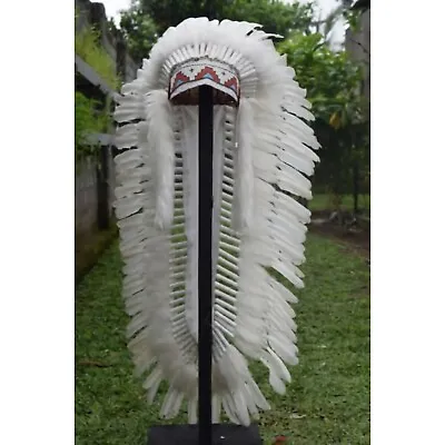 $179.99 • Buy Handmade Indian Headdress Warbonnet Long White Chief American Native Hat