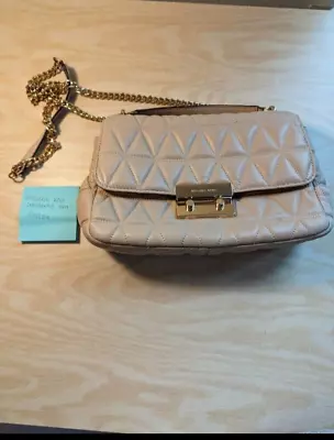 MICHAEL Kors Sloan Soft Pink Large Chain Shoulder Bag Leather Crossbody Quilted • $30