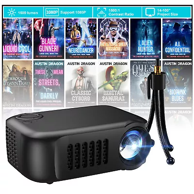 Portable Projector 1080P Full HD Mini Home Theater Cinema 1500 Lumen HDMI USB AV • $38.99