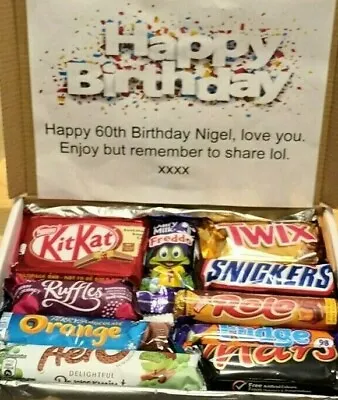 Personalised 10 Bar Chocolate Selection Box Cadbury Hamper Birthday Gift Present • £7.70