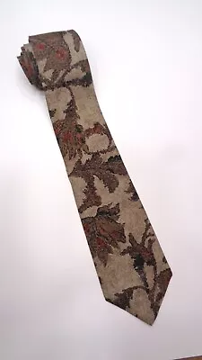 BILL ROBINSON Mens 100% Silk Necktie Vintage USA Designer FLORAL Brown/Beige GUC • $9.85