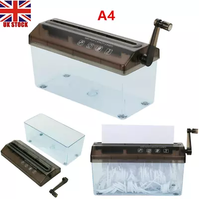 Mini Manual Shredder Office File Document Hand Cutting A4 Paper Portable • £18.50