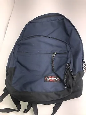 Vintage Eastpak 90s Navy Blue Canvas  Retro Backpack Made In USA YKK Zippers • $29.99