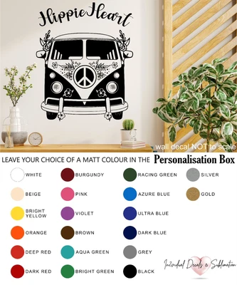 £14.53 • Buy Hippie Heart Vw Campervan Wall Art Vinyl Decal Sticker Hippy Van Hippy Soul Boho