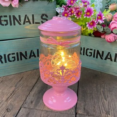 Vintage Pink Lantern Ornate Flower Metal Tea Light Candle Holder Home Garden NEW • £12.99