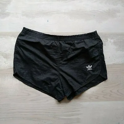 Adidas Vintage Running Shorts Black White Nylon Mens Size 30 • $41.64