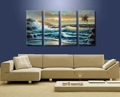 4 Pieces Seascape Oil Painting Modern Wall Art Home Decoration Unframed • $39.59