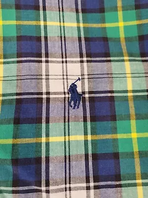 Polo Ralph Lauren Shirt Madras Plaid Blue Green Short Sleeve Large • $12.99