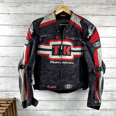Teknic Motorcycle Racing Jacket Padded Size 40 XL Armour Black Red • $49.99