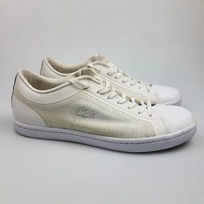 Women's LACOSTE 'Straightset 116' Sz 8 US Shoes White Leather| 3+ Extra 10% Off • $34.99