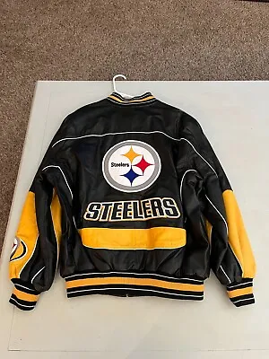 Vintage Carl Banks PITTSBURGH STEELERS Genuine LEATHER JACKET Size LARGE • $160